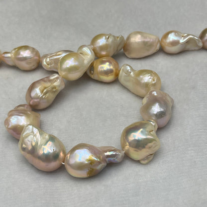 Freshwater Pearl, Pink Color, Baroque Shape, 12-15 MM Size