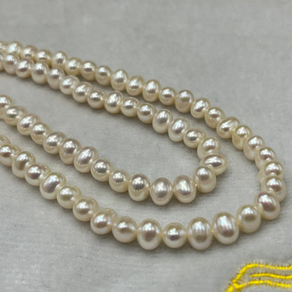 Freshwater Pearl, White Color, Oval Shape, 7 MM Size