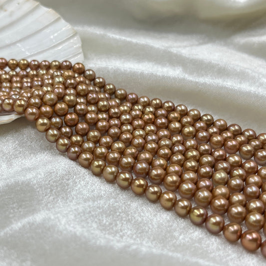 Freshwater Pearl, Brown Color, Oval Shape, 6-6.5 MM Size, AA Luster Pearl