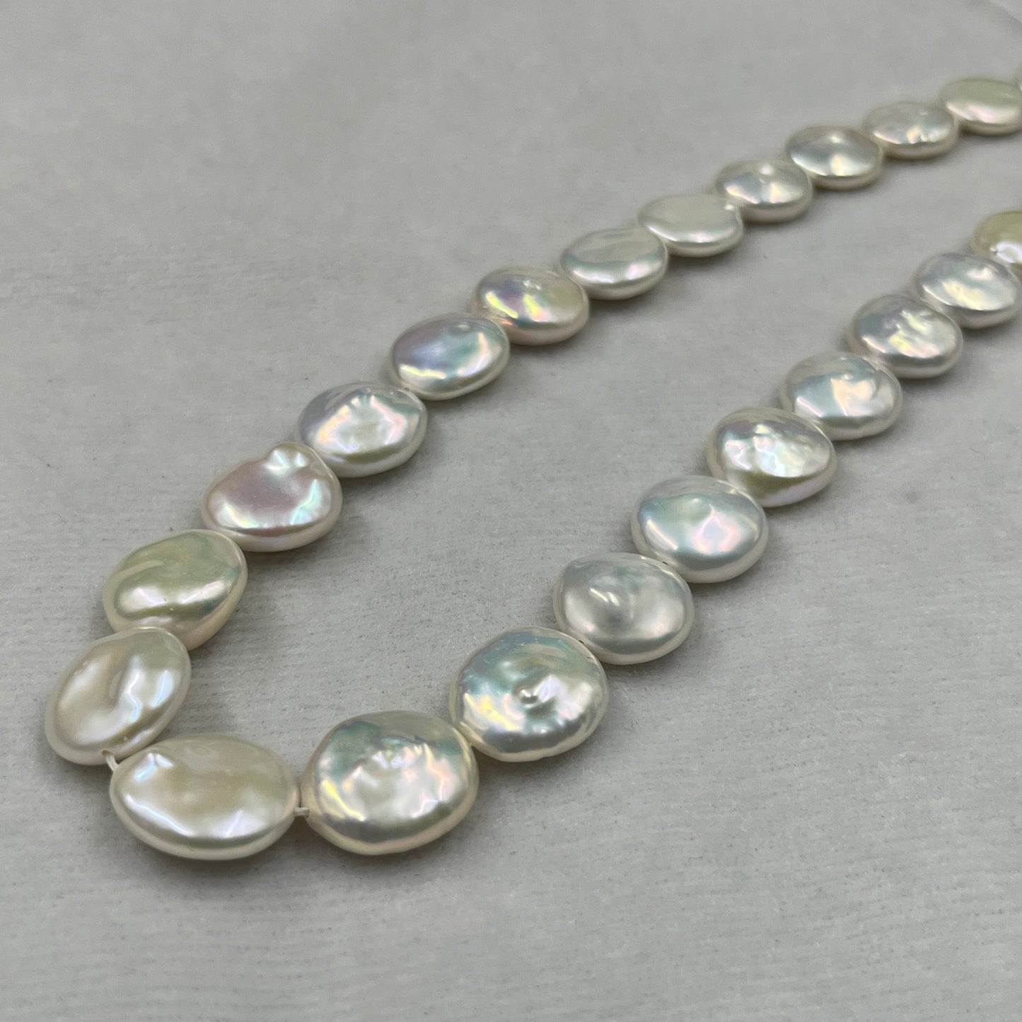 Freshwater Pearl, Cream Color, Coin Shape, 13-15 MM Size