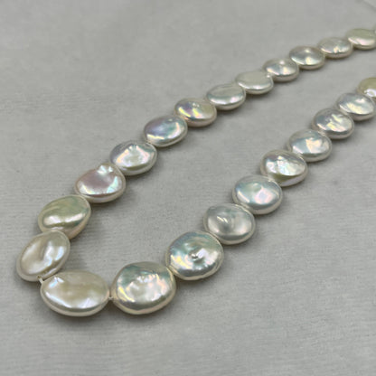 Freshwater Pearl, Cream Color, Coin Shape, 13-15 MM Size