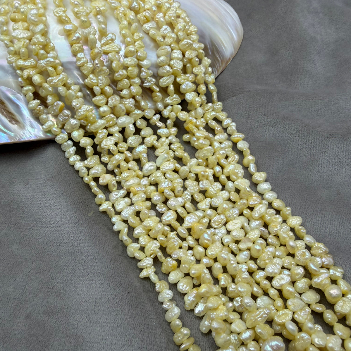 Freshwater Pearl, Yellow Color, Uneven  Shape, 5mm Size