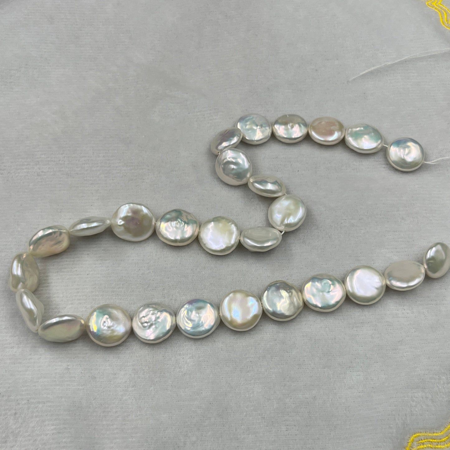 Freshwater Pearl, Cream Color, Coin Shape, 13-15 MM Size