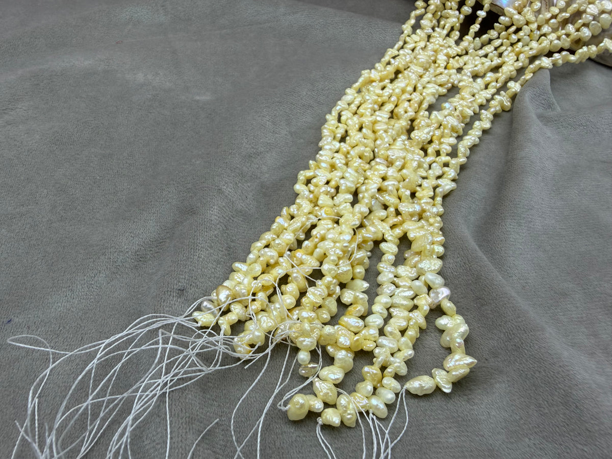 Freshwater Pearl, Yellow Color, Uneven  Shape, 5mm Size
