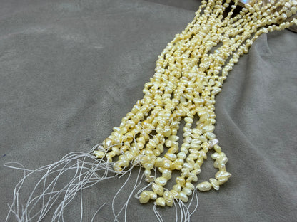 Freshwater Pearl, Yellow Color, Uneven  Shape, 5mm Size