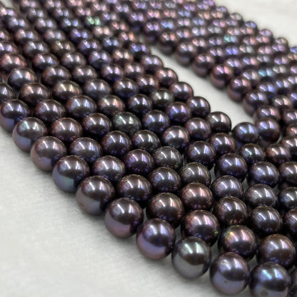 Freshwater Pearl, Peacock Color, Round Shape, 8-8.5mm