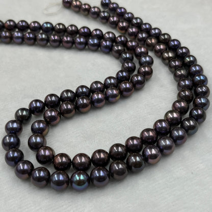 Freshwater Pearl, Peacock Color, Round Shape, 8-8.5mm