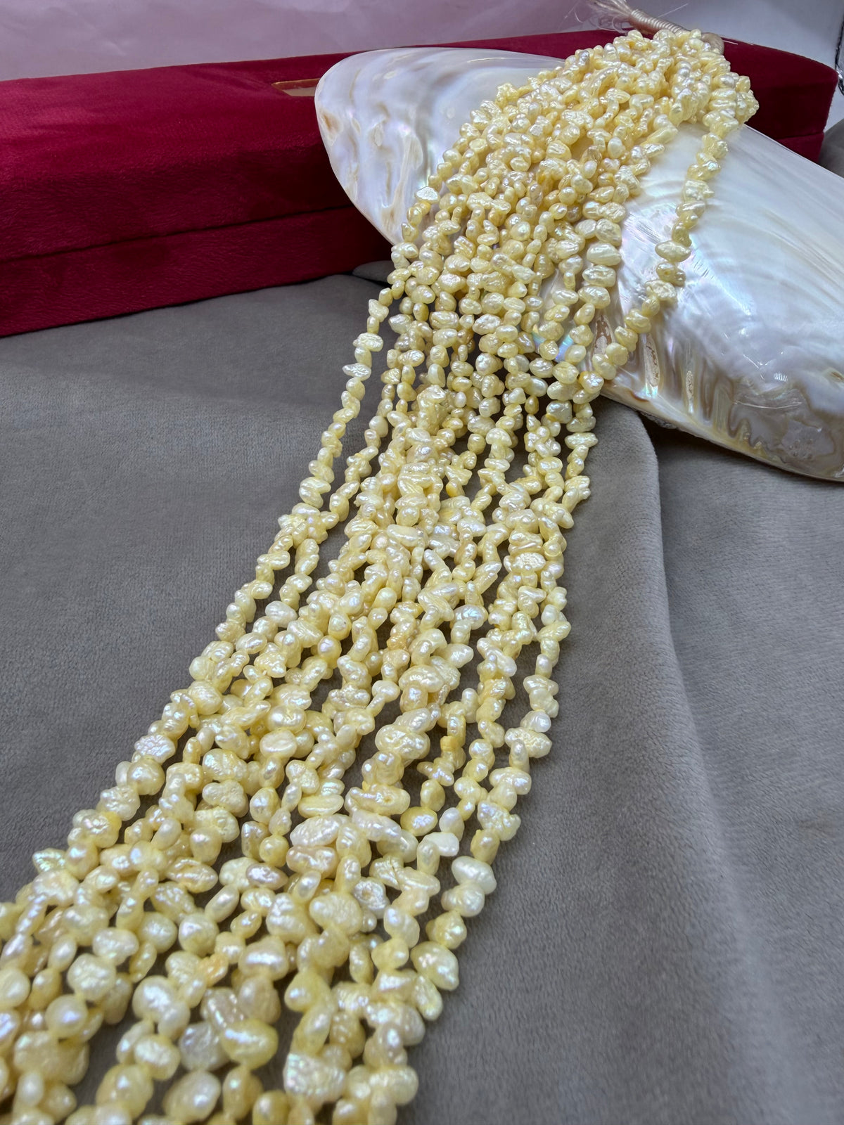 Freshwater Pearl, Yellow Color, Uneven  Shape, 5mm Size