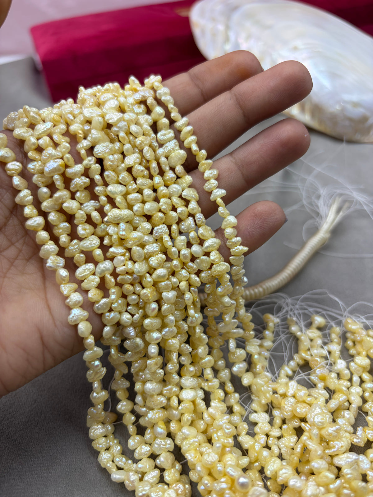 Freshwater Pearl, Yellow Color, Uneven  Shape, 5mm Size