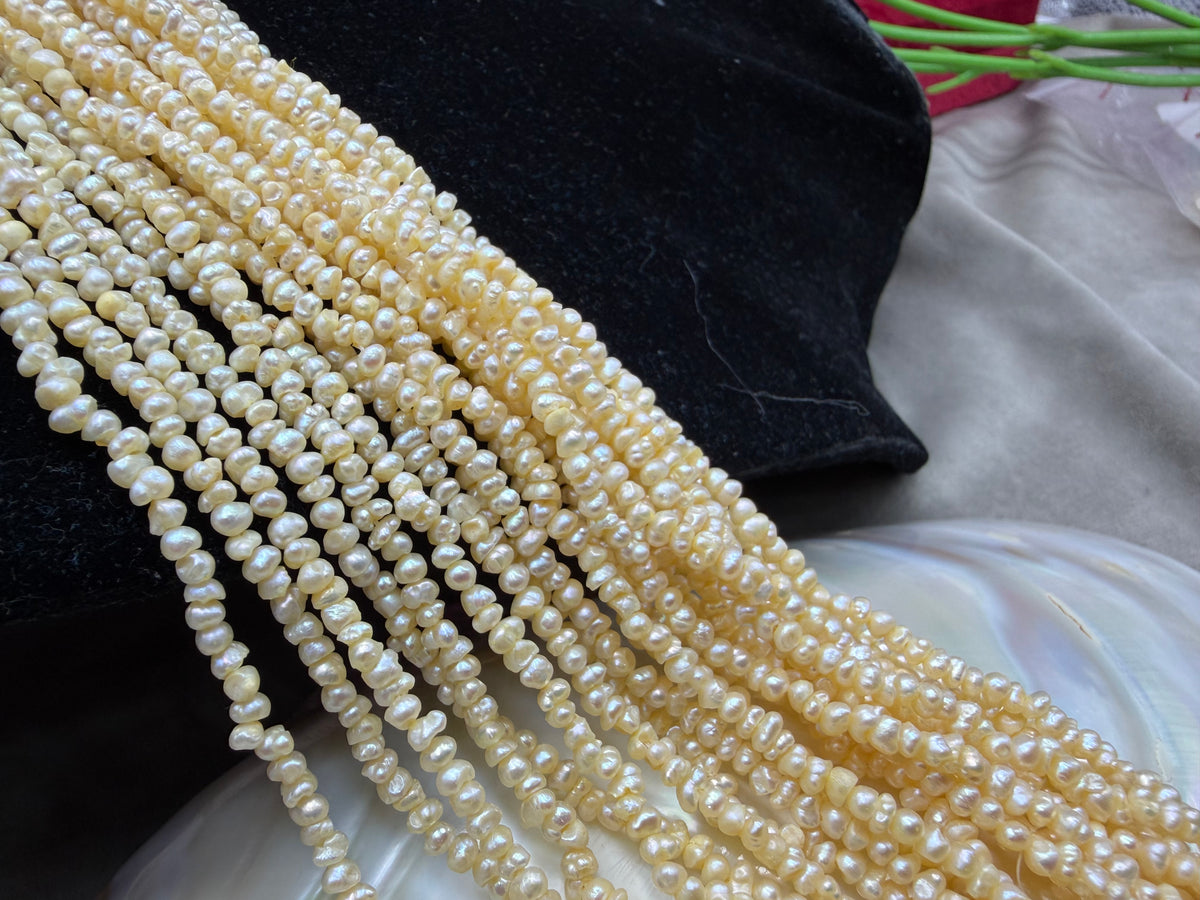 Freshwater Pearl, Golden  Color, Uneven  Shape, 3.5-4mm Size