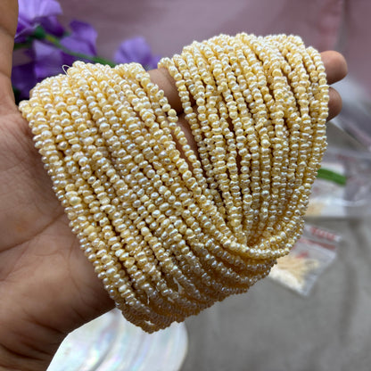 Freshwater Pearl, Golden  Color, Uneven  Shape, 3.5-4mm Size