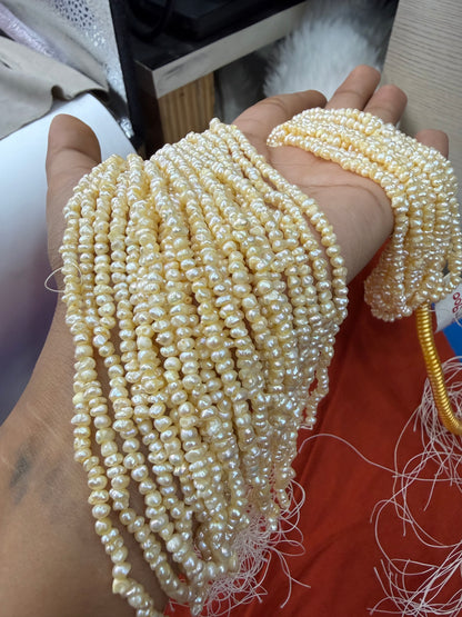 Freshwater Pearl, Golden  Color, Uneven  Shape, 3.5-4mm Size