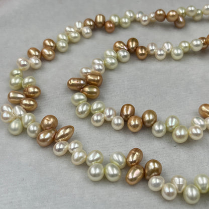 Freshwater Pearl, Multi Color, Oval/Drop Shape, 5.5-6.5 MM Size