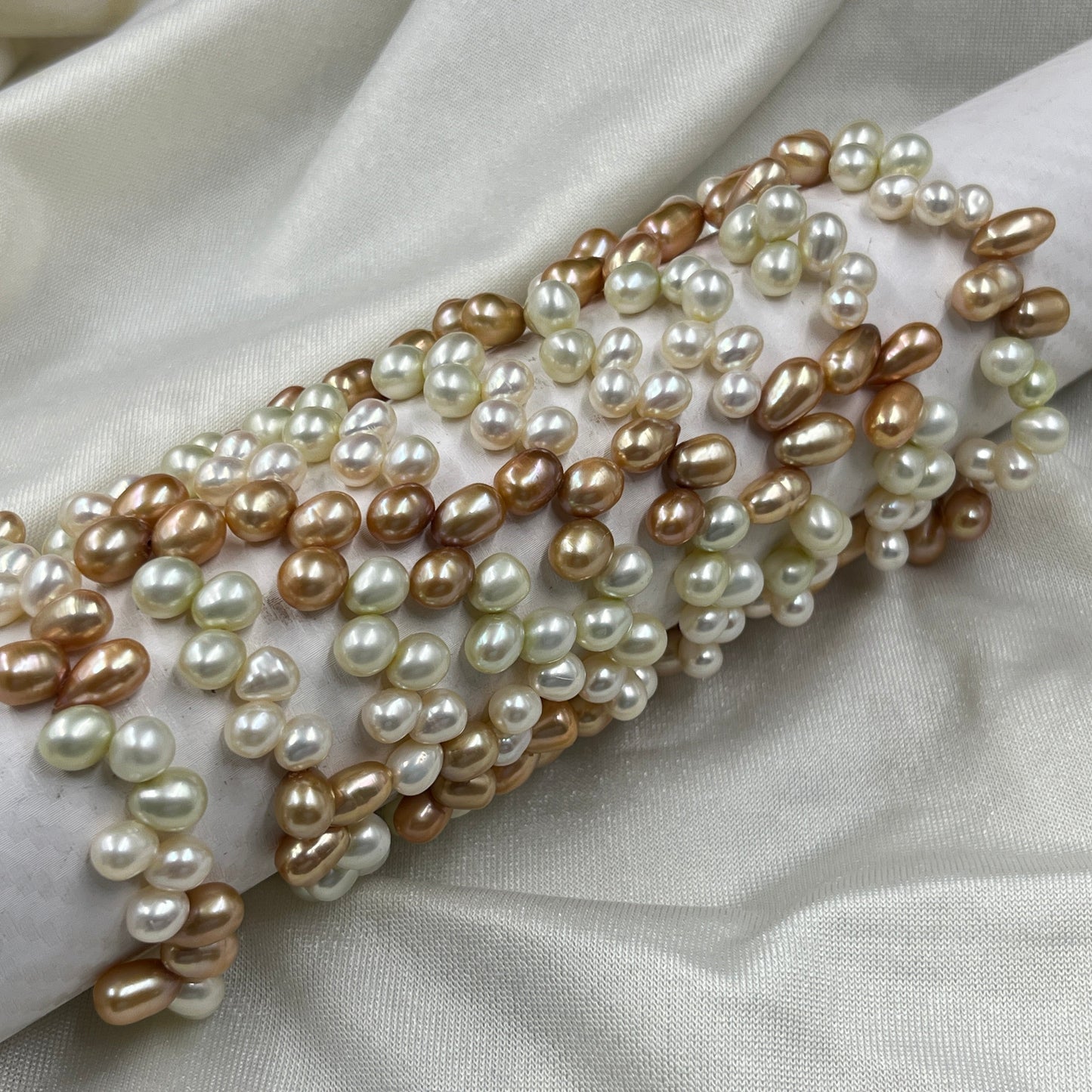 Freshwater Pearl, Multi Color, Oval/Drop Shape, 5.5-6.5 MM Size