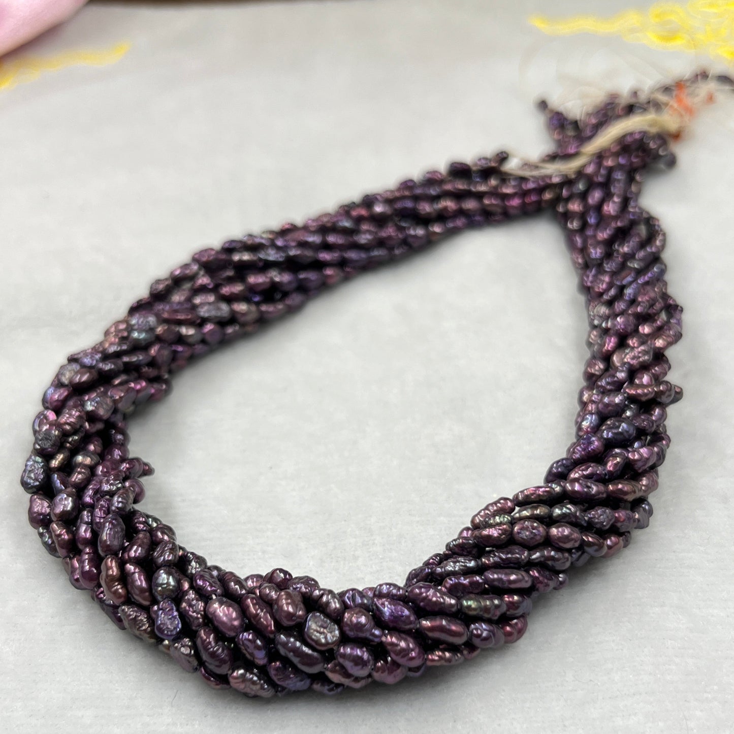 Freshwater Pearl, Dark Purple Color, Rice Shape, 3-3.5 MM Size