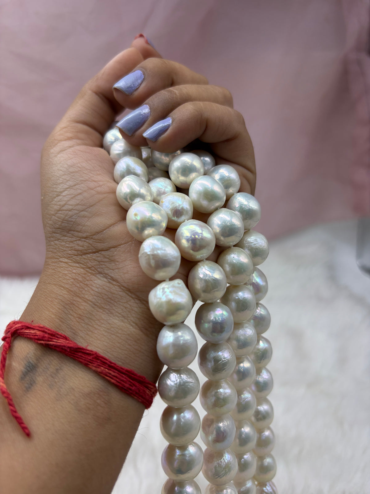 Freshwater Pearl ,  White Color, Round Shape, 13-15 m Size