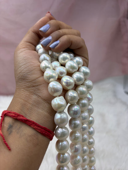 Freshwater Pearl ,  White Color, Round Shape, 13-15 m Size