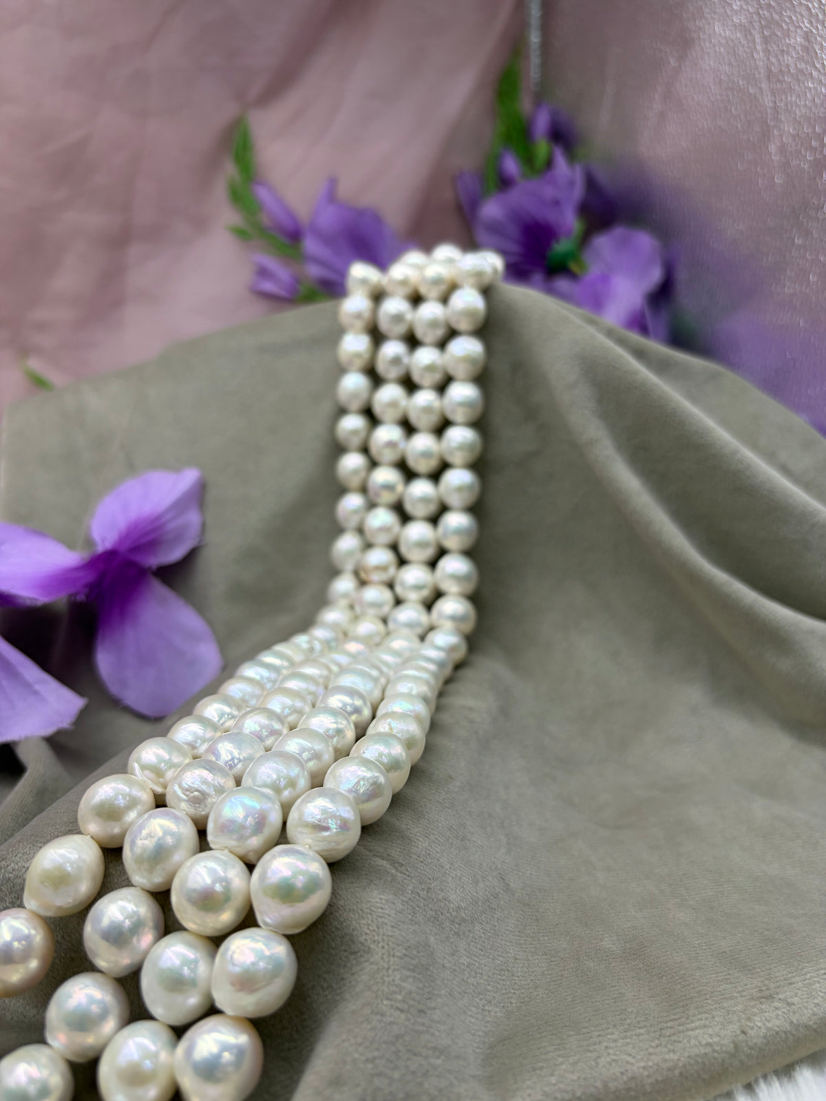 Freshwater Pearl ,  White Color, Round Shape, 13-15 m Size
