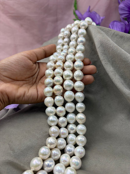 Freshwater Pearl ,  White Color, Round Shape, 13-15 m Size