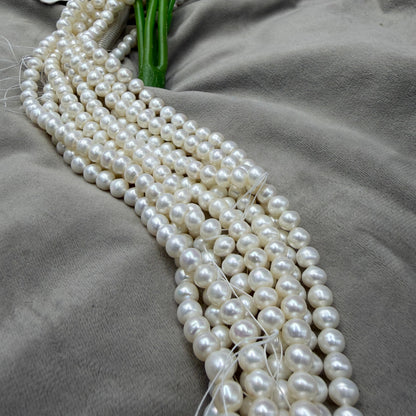 Freshwater Pearl , White  Color, Near Round  Shape, 6.5 mm Size