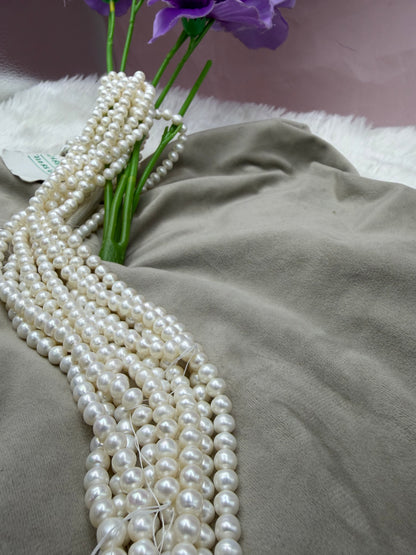 Freshwater Pearl , White  Color, Near Round  Shape, 6.5 mm Size