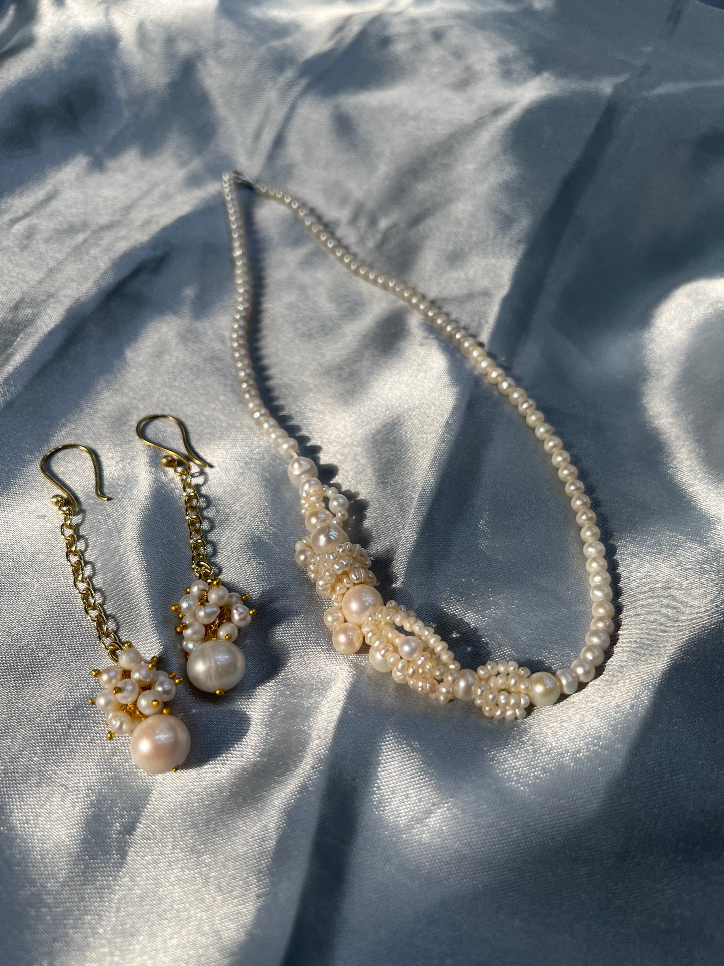 Natural Freshwater Pearl Necklace and pearl Earring | Handmade Elegant Pearl Jewelry | Brass Lock