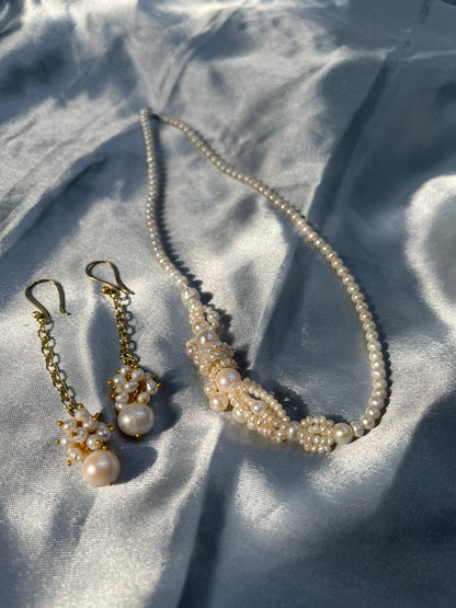 Natural Freshwater Pearl Necklace and pearl Earring | Handmade Elegant Pearl Jewelry | Brass Lock