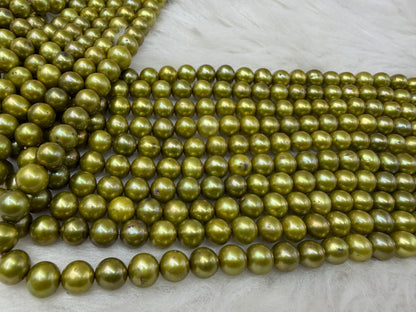 Freshwater Pearl, Light Green Color, Round Shape, 7.5mm Size