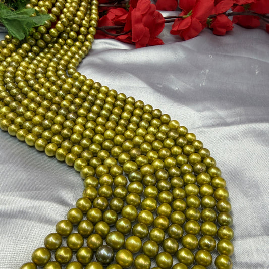 Freshwater Pearl, Light Green Color, Round Shape, 7.5mm Size
