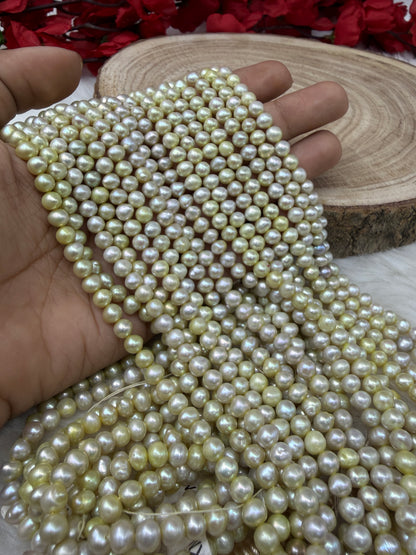 Freshwater Pearl, Green Color, Potato Shape, 5mm Size