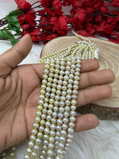 Freshwater Pearl, Green Color, Potato Shape, 5mm Size