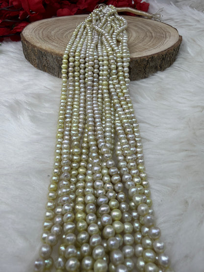 Freshwater Pearl, Green Color, Potato Shape, 5mm Size
