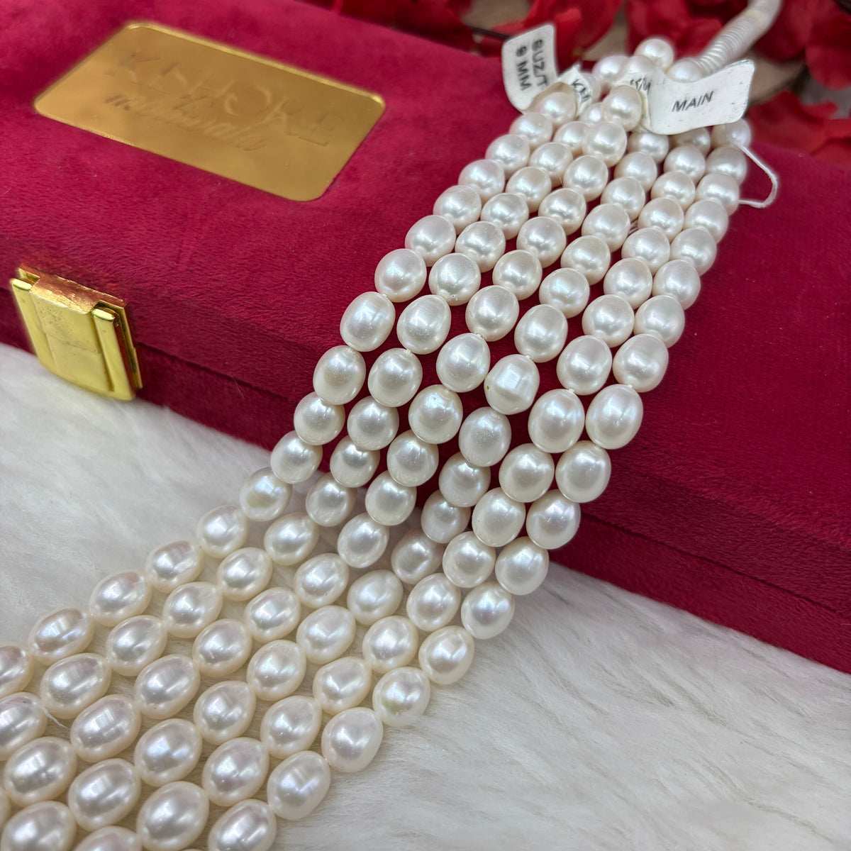 Freshwater Pearl, White Color, Rice Shape, 9 mm Size