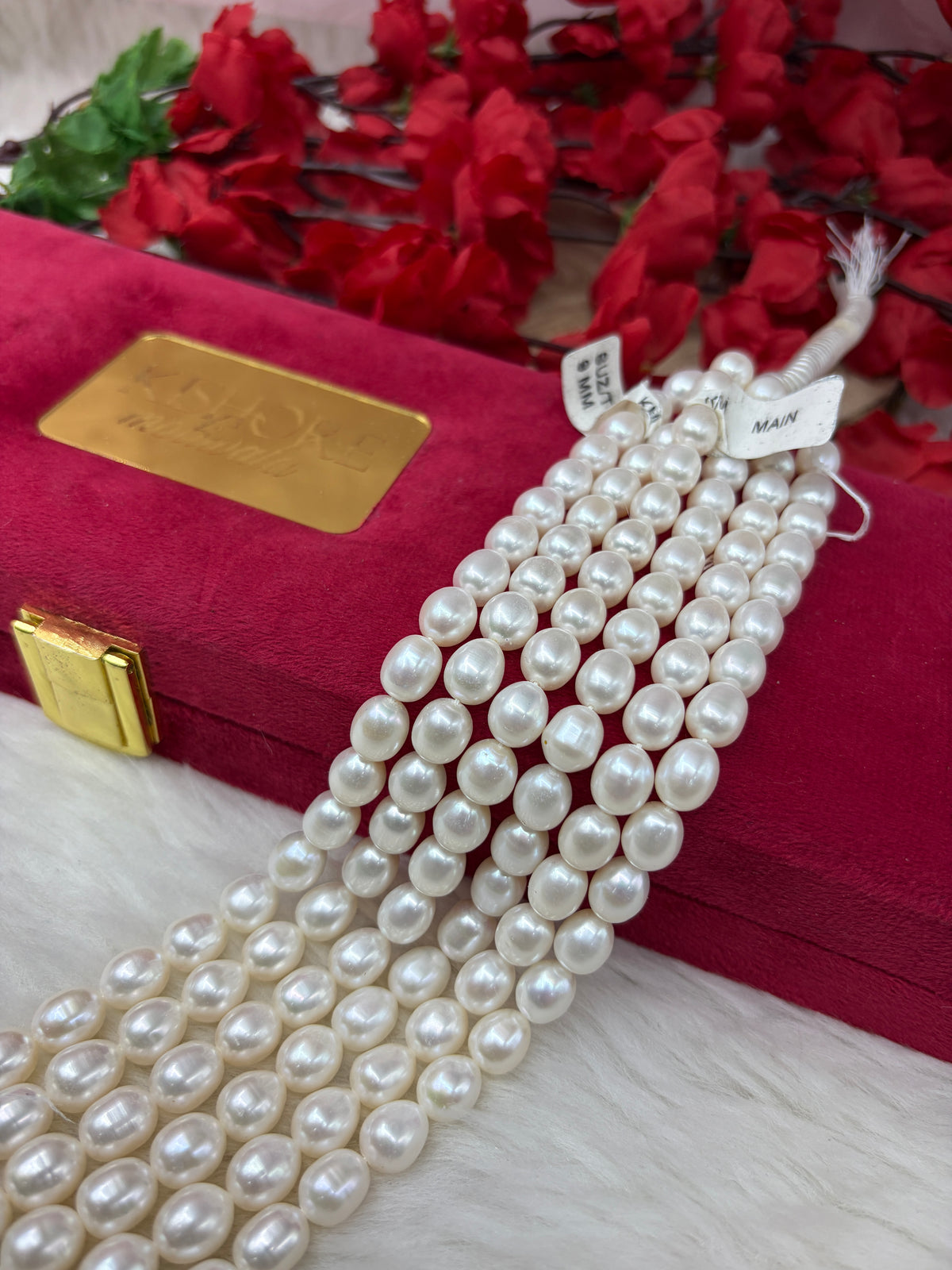 Freshwater Pearl, White Color, Rice Shape, 9 mm Size