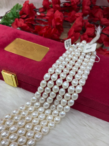 Freshwater Pearl, White Color, Rice Shape, 9 mm Size