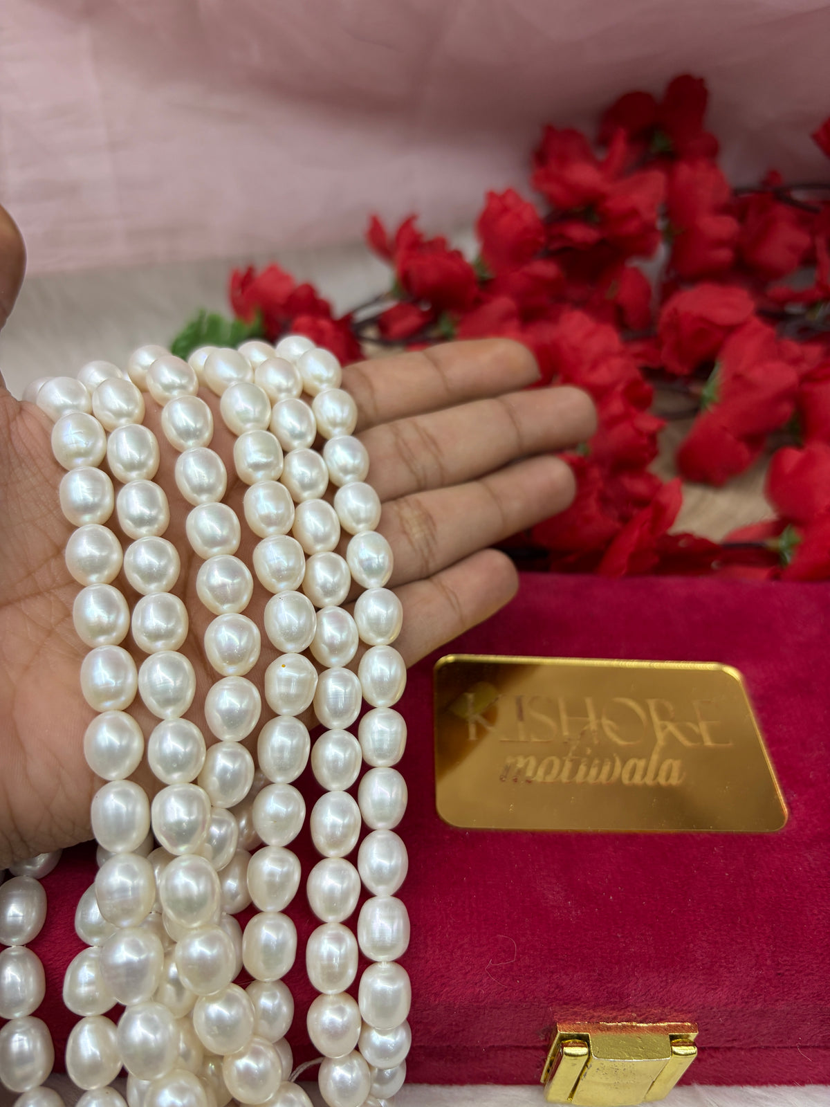 Freshwater Pearl, White Color, Rice Shape, 9 mm Size