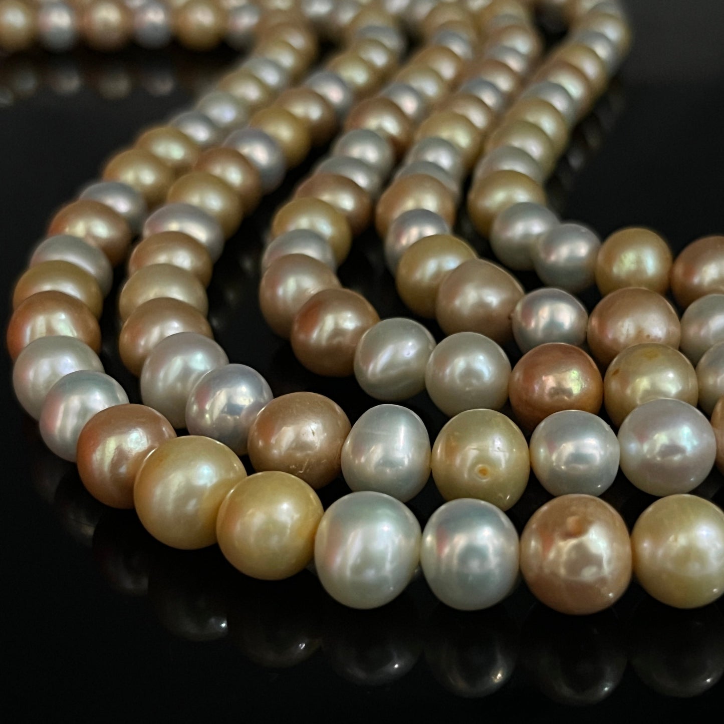 Freshwater Pearl, Multi Color, Oval Shape, 10-11 MM Size
