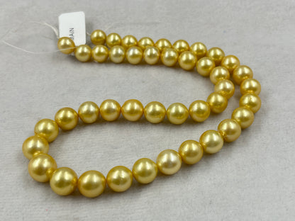 South Sea Pearl Golden Color, Round Shape, AAA/1 Luster Pearl, 9.5-11.5 MM Size