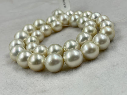 South Sea Pearl Cream Color, Round Shape, AAA/2 Luster Pearl, 13-16.5 MM Size