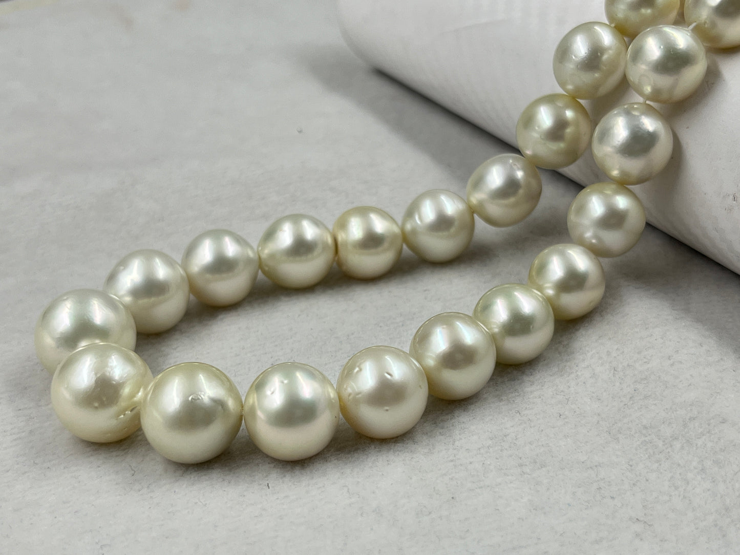 South Sea Pearl Cream Color, Round Shape, AAA/2 Luster Pearl, 13-16.5 MM Size