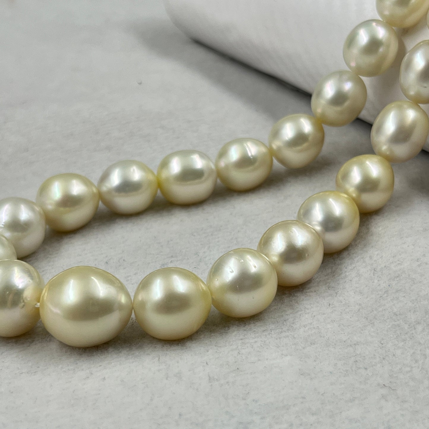 South Sea Pearl Cream Color, Oval Shape, AAA/1 Luster Pearl, 12-15 MM Size