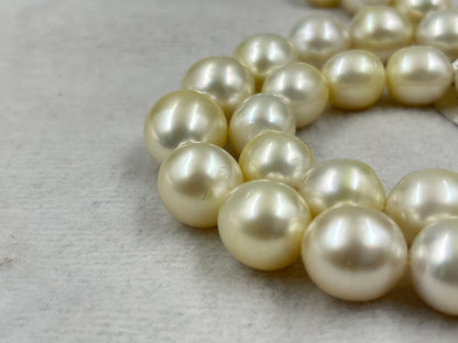 South Sea Pearl Cream Color, Oval Shape, AAA/1 Luster Pearl, 12-15 MM Size