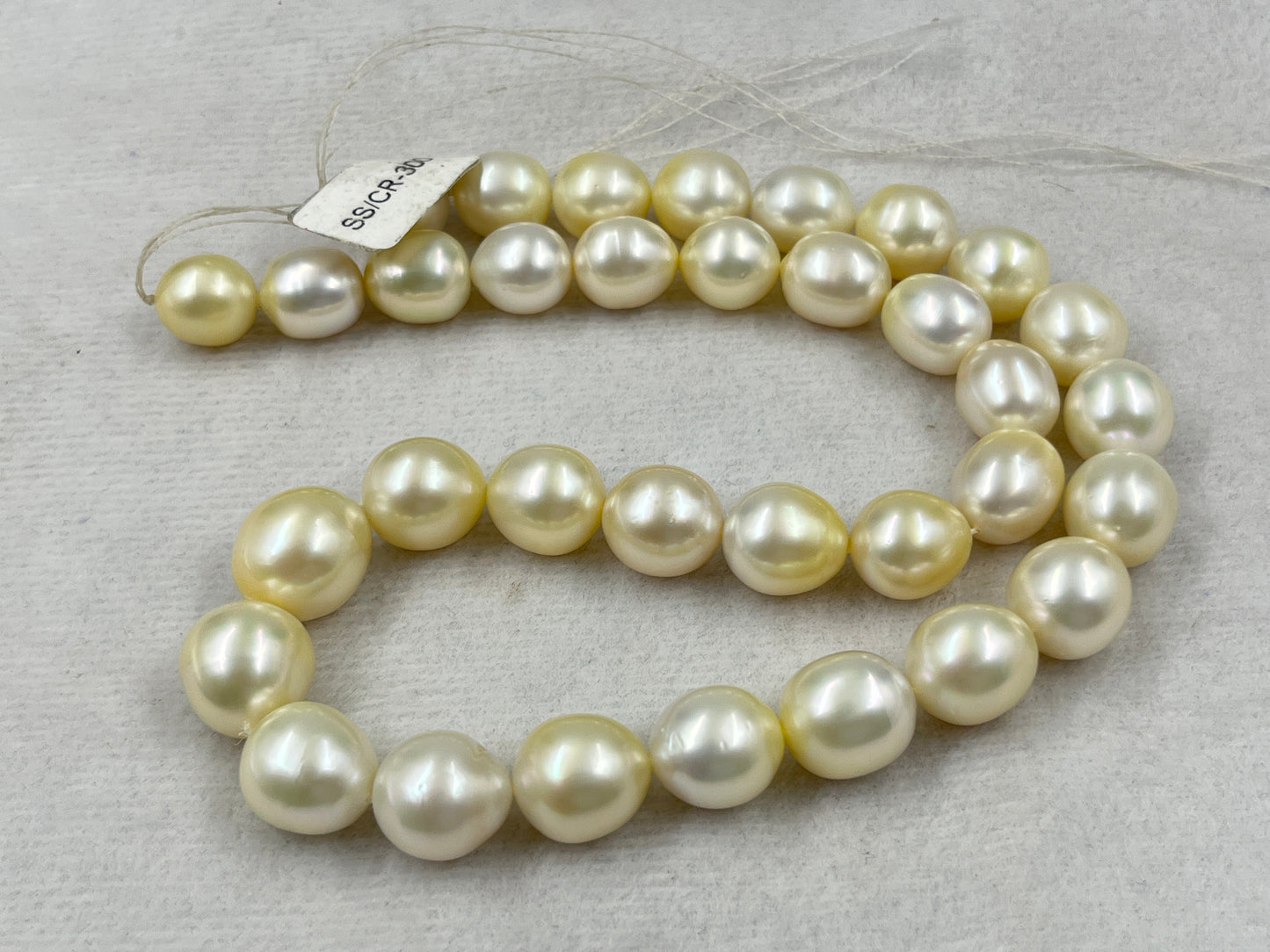 South Sea Pearl Cream Color, Oval Shape, AAA/1 Luster Pearl, 12-15 MM Size