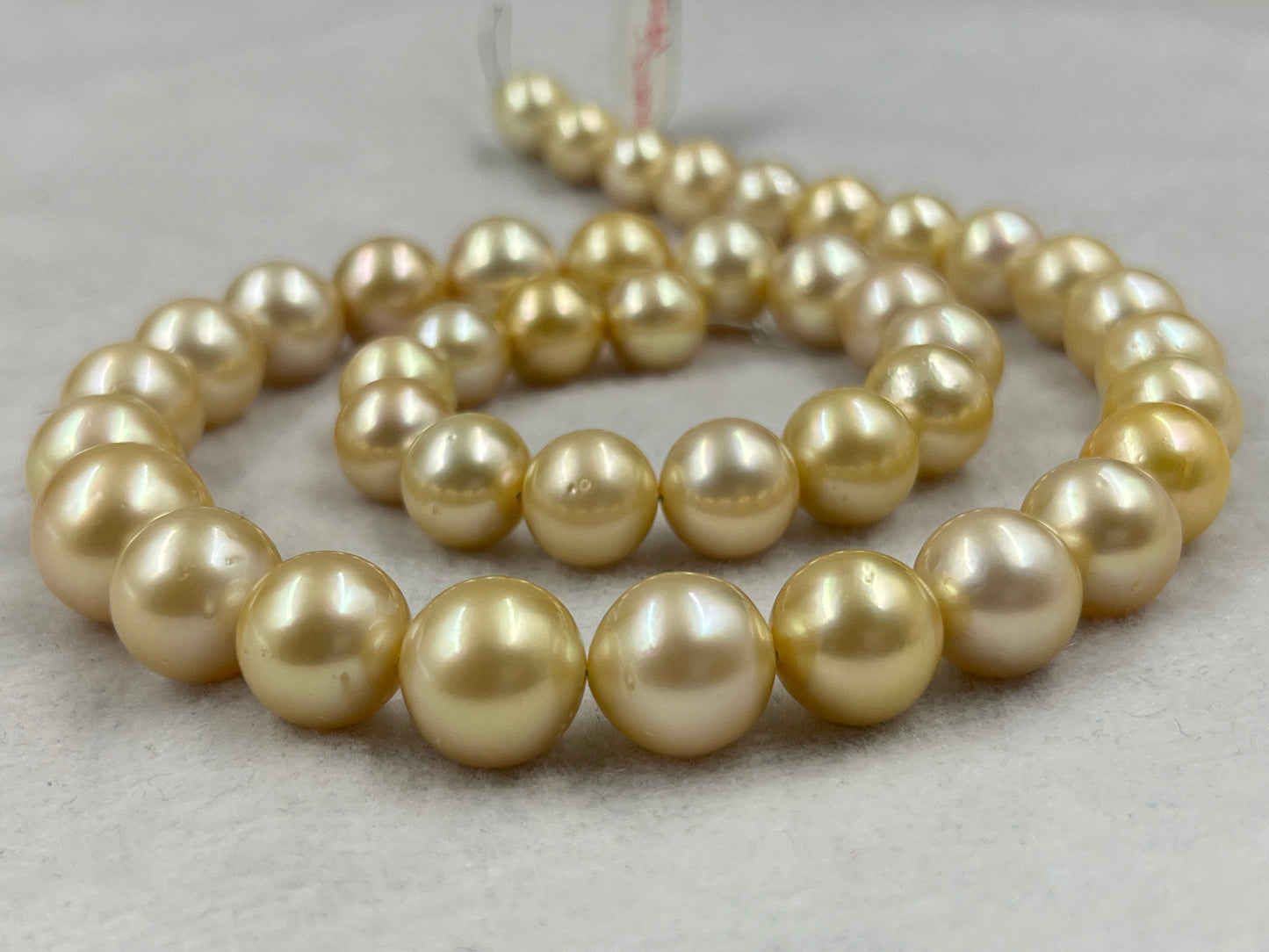 South Sea Pearl Light Golden Color, Round Shape, AAA/2 Luster Pearl, 10.5-14 MM Size