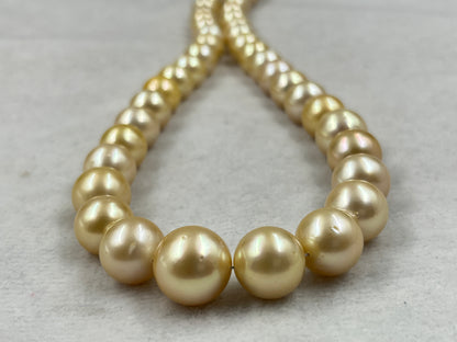 South Sea Pearl Light Golden Color, Round Shape, AAA/2 Luster Pearl, 10.5-14 MM Size