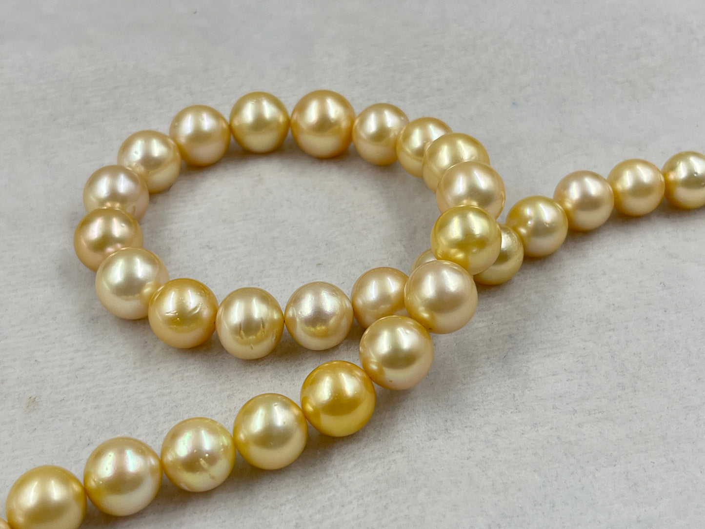 South Sea Pearl Light Golden Color, Round Shape, AAA/2 Luster Pearl, 10.5-14 MM Size