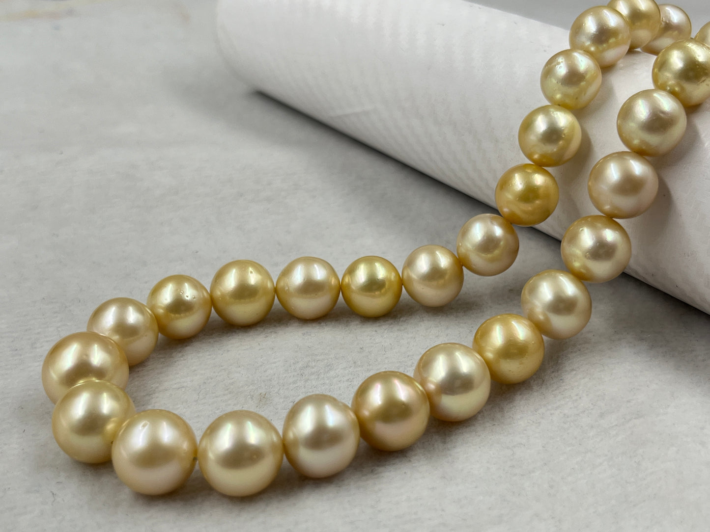 South Sea Pearl Light Golden Color, Round Shape, AAA/2 Luster Pearl, 10.5-14 MM Size