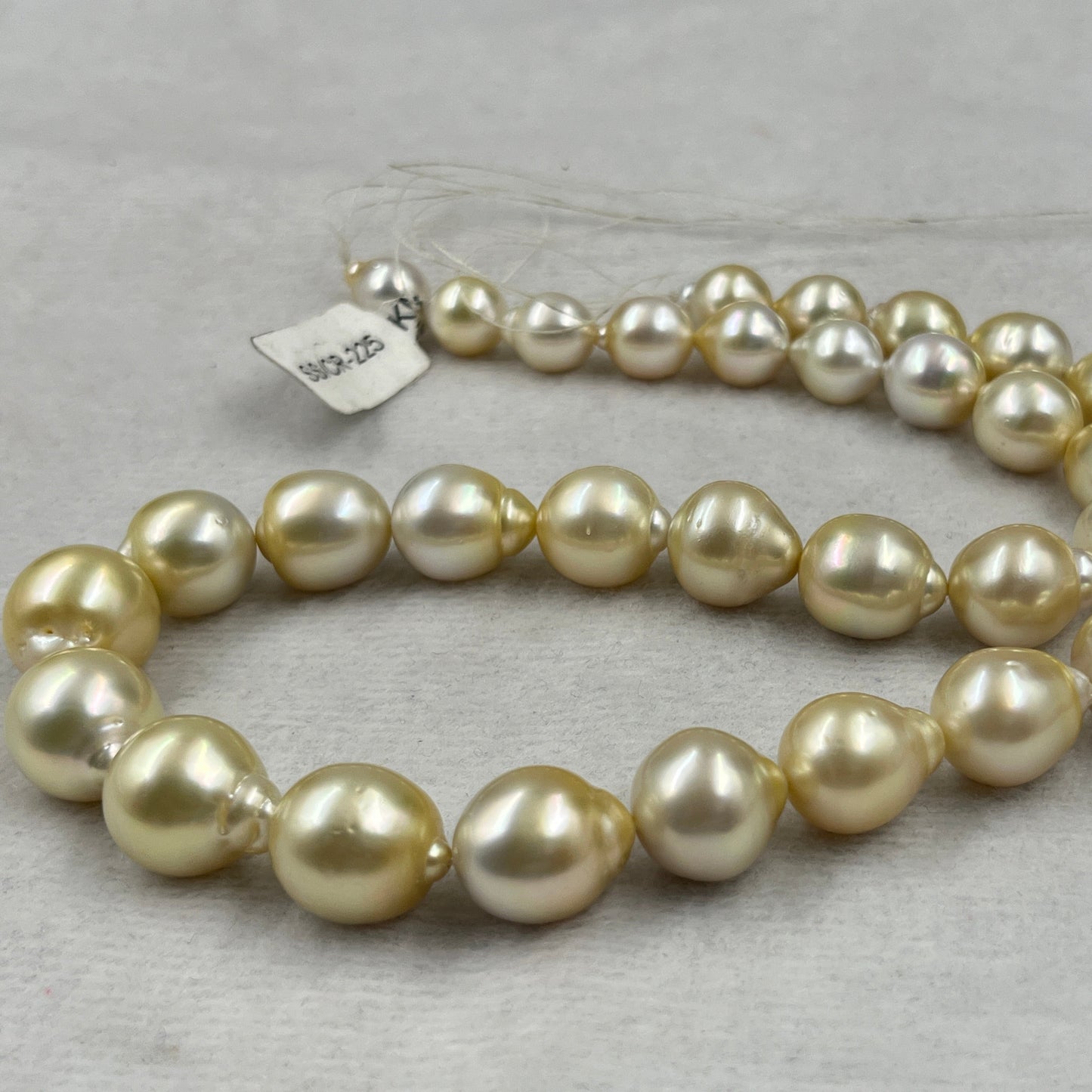 South Sea Pearl Light Golden Color, Drop Shape, AAA/1 Luster Pearl, 10-15.5 MM Size