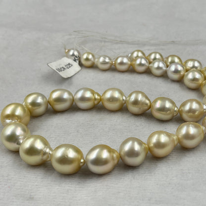 South Sea Pearl Light Golden Color, Drop Shape, AAA/1 Luster Pearl, 10-15.5 MM Size