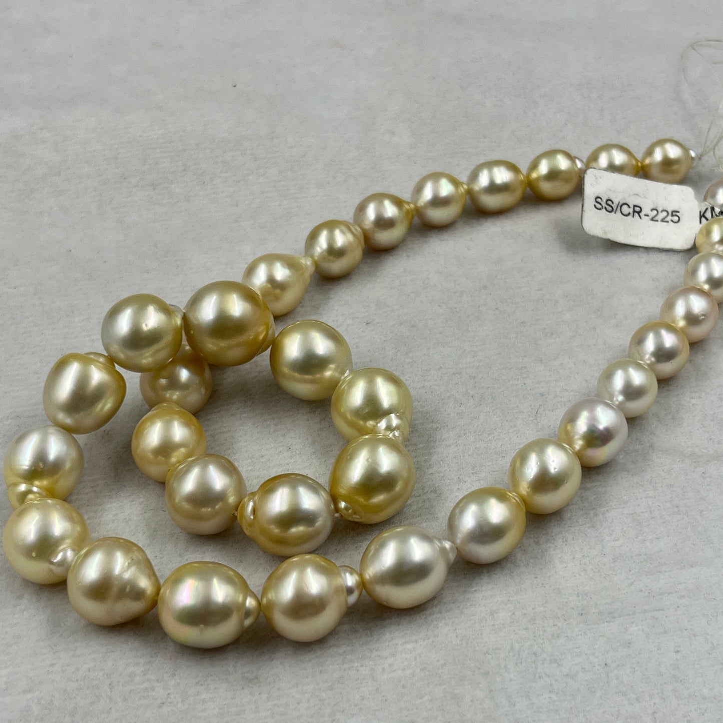 South Sea Pearl Light Golden Color, Drop Shape, AAA/1 Luster Pearl, 10-15.5 MM Size